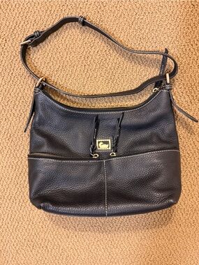Dooney & Bourke Black Pebble Leather Small Crossbody with Gold Hardware